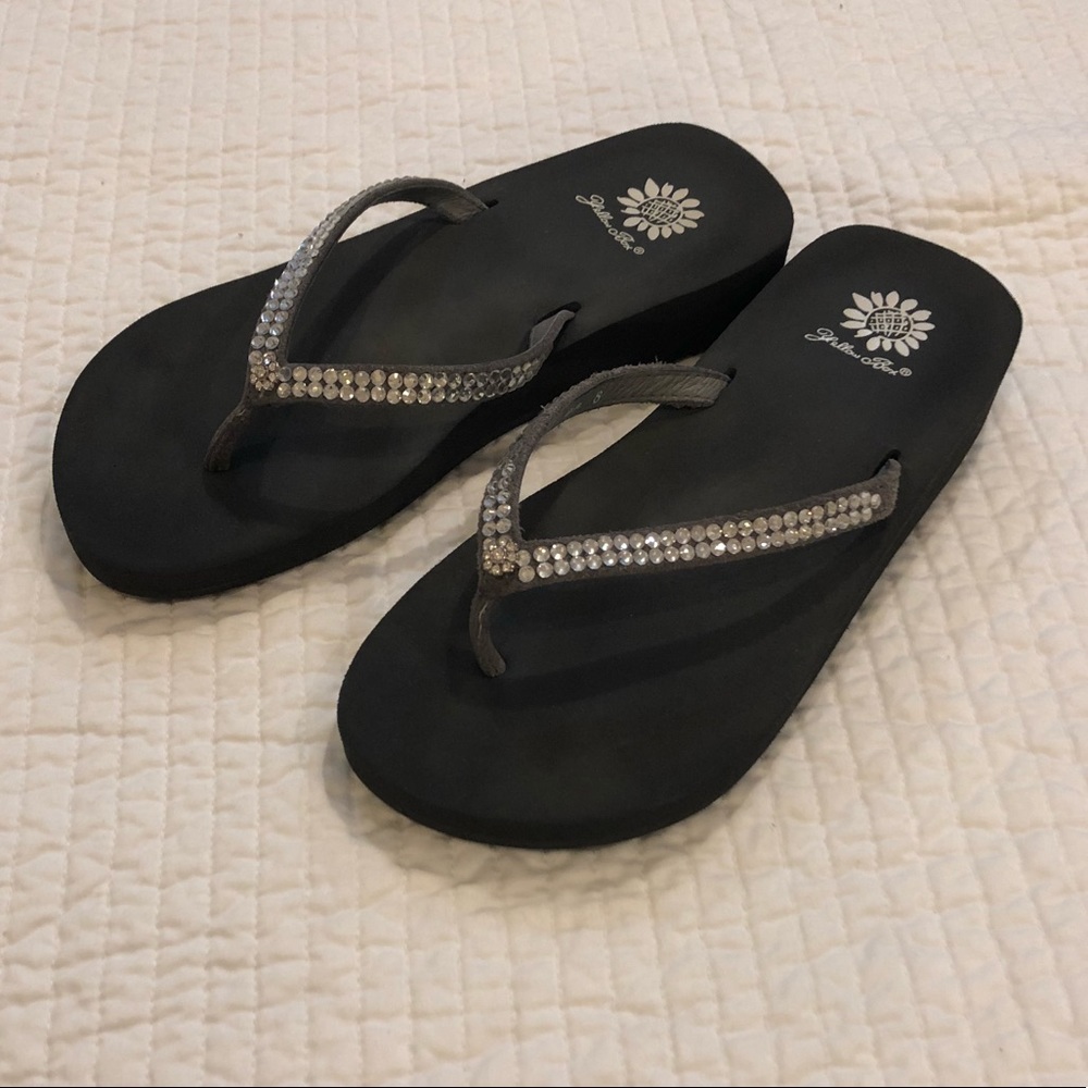 Yellow Box Rhinestone Flip Flops